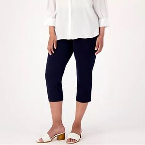 NWOT Susan Graver Tall LK Fusion Pull-On Crop Pant Navy Size 3X‎ Tall